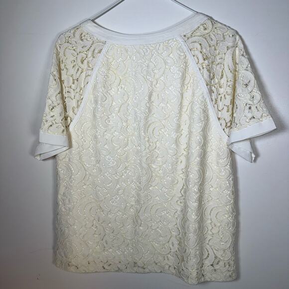 Banana Republic Lace Raglan Top Women’s L White Short Sleeve Blouse NWT - Picture 6 of 13